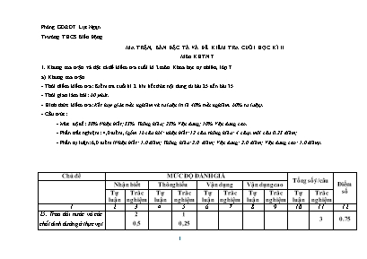 Ma trận, bản đặc tả và đề kiểm tra cuối học kì II môn Khoa học tự nhiên 7 sách Cánh Diều - Trường TH